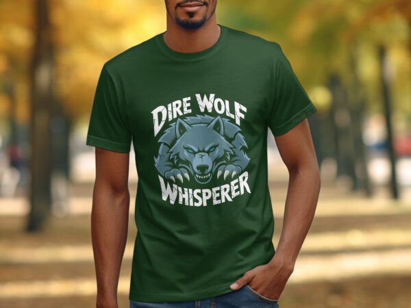 1ce42dde-a78c-459e-93f7-5821c76c3423 Dire Wolf Whisperer T-Shirt, Animal Lover Tee, Wolf Face Graphic, Cool Gift, Casual Wear, Unique Design, Soft Comfortable Shirt, Men's