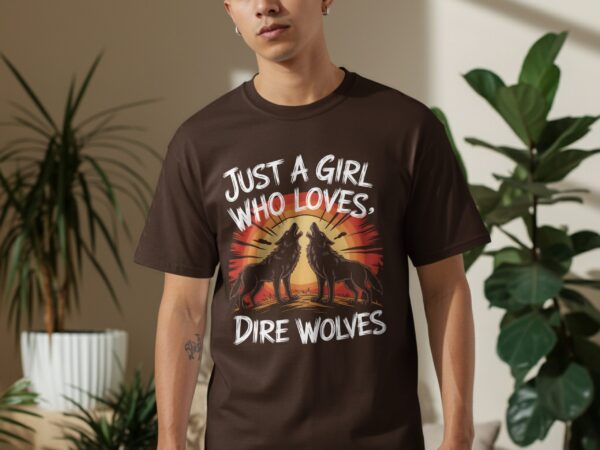 23e0c067-13a5-4d3d-b2f8-66024bc77f8f Just a Girl Who Loves Dire Wolves T-Shirt, Wolf Lover Gift, Dire Wolves Fan Shirt, Animal Lover Tee, Unique Graphic Tee, Casual Wear, Gift