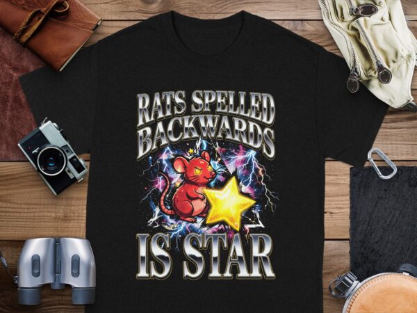 2ca5c31b-4166-4b99-a1e4-03407a0b562e Rats Spelled Backwards Is Star T-Shirt | Quirky Rat Star Graphic Tee | Funny Wordplay Shirt | Cosmic Lightning Print | Retro Aesthetic Gift