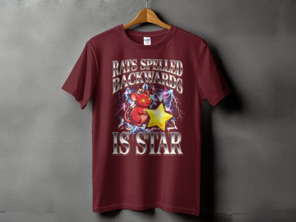 3e926e02-3281-4315-b1c1-4db5618efb68 Rats Spelled Backwards Is Star T-Shirt | Quirky Rat Star Graphic Tee | Funny Wordplay Shirt | Cosmic Lightning Print | Retro Aesthetic Gift