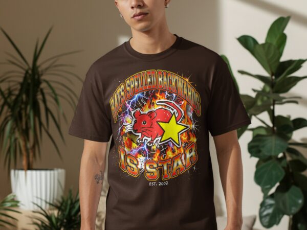 43297252-fc57-46d0-b5ba-16bb5253c8a8 Rats Spelled Backwards Is Star T-Shirt, Funny Wordplay Graphic Tee, Y2K Grunge Aesthetic Retro Rat Pun Shirt