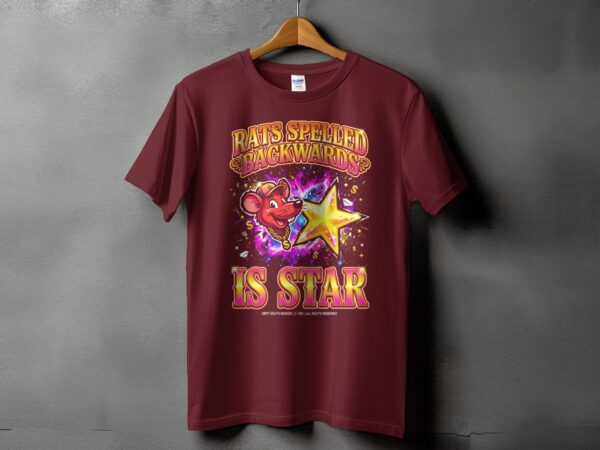 52de9cca-efae-4234-8f1a-6a4ecd948304 Rats Spelled Backwards Is Star T-Shirt, Y2K Aesthetic Funny Graphic Tee, Retro Mouse Streetwear Shirt, Ironic Quote Apparel, Sarcastic Gift