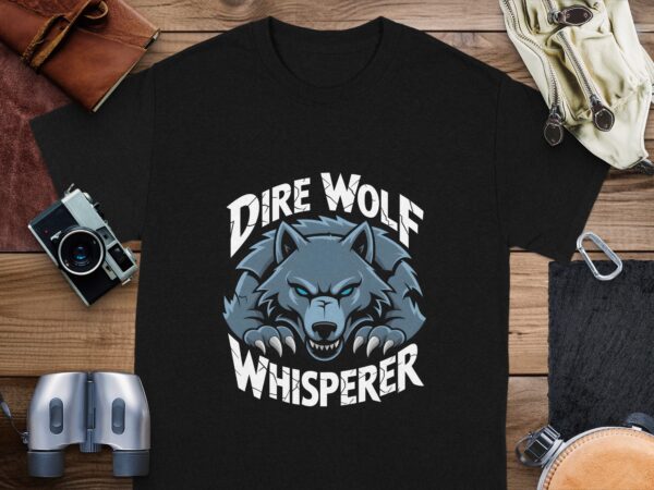 5b27df02-55f0-4023-8667-4fbe6318027f Dire Wolf Whisperer T-Shirt, Animal Lover Tee, Wolf Face Graphic, Cool Gift, Casual Wear, Unique Design, Soft Comfortable Shirt, Men's