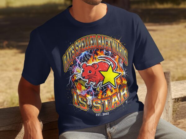 7549b1e4-7eed-45cc-9580-419a007d5188 Rats Spelled Backwards Is Star T-Shirt, Funny Wordplay Graphic Tee, Y2K Grunge Aesthetic Retro Rat Pun Shirt