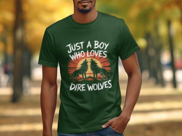 80b594ba-0e17-4a2e-8fcb-f57d42943131 Just A Boy Who Loves Dire Wolves T-Shirt, Funny Dire Wolves Shirt, Unique Gift For Dog Lovers, Trendy Casual Tee, Novelty Graphic Top