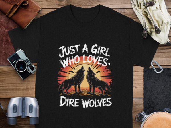 83bebd0d-c619-4bb8-84b0-c8c3ef9bb7e5 Just a Girl Who Loves Dire Wolves T-Shirt, Wolf Lover Gift, Dire Wolves Fan Shirt, Animal Lover Tee, Unique Graphic Tee, Casual Wear, Gift