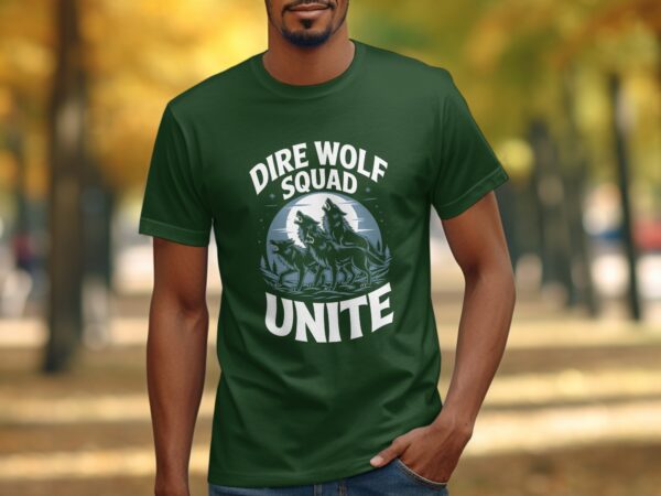 8c7248c6-901e-4bc5-bf30-bc7dd2733a67 Dire Wolf Squad Unite Howling Wolf Pack Graphic Tee, Cool Wolf Lover Shirt, Wolves Design T-Shirt, Unique Animal Print Tee, Outdoorsy