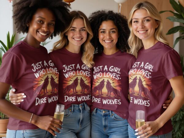 aaf7fcd2-0f7a-4c38-94a5-12aebb366676 Just a Girl Who Loves Dire Wolves T-Shirt, Wolf Lover Gift, Dire Wolves Fan Shirt, Animal Lover Tee, Unique Graphic Tee, Casual Wear, Gift