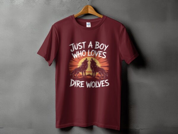 ac986ef1-5f99-4a34-a71d-4bcefbdbde26 Just A Boy Who Loves Dire Wolves T-Shirt, Funny Dire Wolves Shirt, Unique Gift For Dog Lovers, Trendy Casual Tee, Novelty Graphic Top