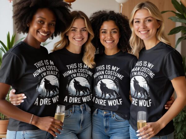 e30e53d8-303f-424c-aa04-de957c4a3e60 This Is My Human Costume Im Really A Dire Wolf Funny Halloween TShirt Wolf Lover Gift Cool Graphic Tee Unique Shirt Present