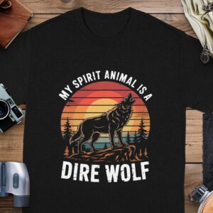 e8d7314a-28a2-487c-9281-d0627f4b0528 Wolf Howling Sunset Retro T-Shirt, Vintage Dire Wolf Graphic Tee, Nature Lover Shirt, Cool Gift Idea, Unique Animal Art, Unisex