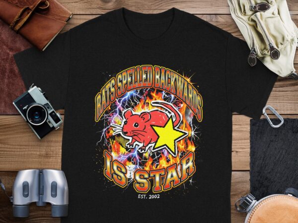 f0965ab4-f4f6-44fc-8416-f761eb1edc23 Rats Spelled Backwards Is Star T-Shirt, Funny Wordplay Graphic Tee, Y2K Grunge Aesthetic Retro Rat Pun Shirt