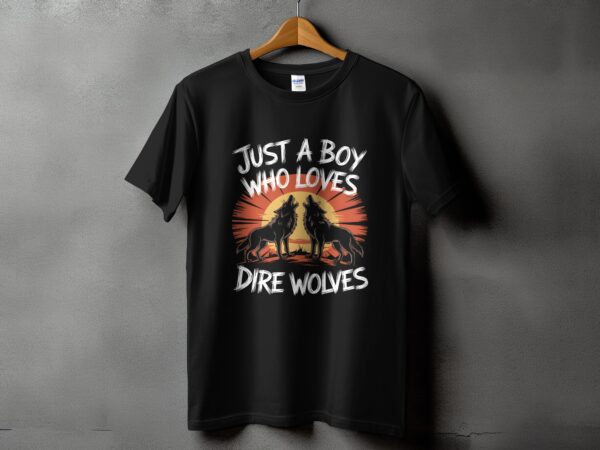 fafd78c9-ee24-462e-9971-5ee9986adc10 Just A Boy Who Loves Dire Wolves T-Shirt, Funny Dire Wolves Shirt, Unique Gift For Dog Lovers, Trendy Casual Tee, Novelty Graphic Top